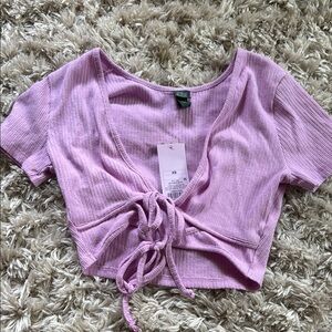 Brand New Wild Fable Purple Ribbed Crop Blouse